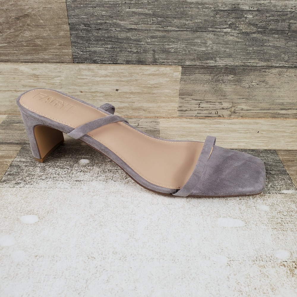 Faryl by Farylrobin Analisa Womens Sandals Sz 13 Gray Suede Block Heel Slip On